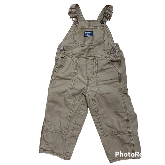 OshKosh B’gosh Tan Bib Overalls 18 months Khaki - Picture 1 of 3